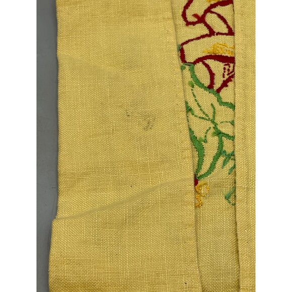 vintage handmade lining stitched floral yellow red towel 16x10" ruffle READ - Picture 3 of 4